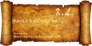 Kerti Lóránt névjegykártya